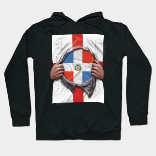 Dominican Republic Flag English Flag Ripped Open - Gift for Dominican From Dominican Republic Hoodie